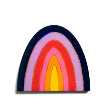 Load image into Gallery viewer, Melody Rainbow wood brooch Navy
