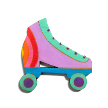 Load image into Gallery viewer, Roller Skate wood brooch Lilac
