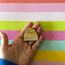 Load image into Gallery viewer, Melody Rainbow wood brooch Blue
