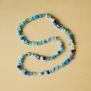 Blue Lover pony & polymer clay bead necklace