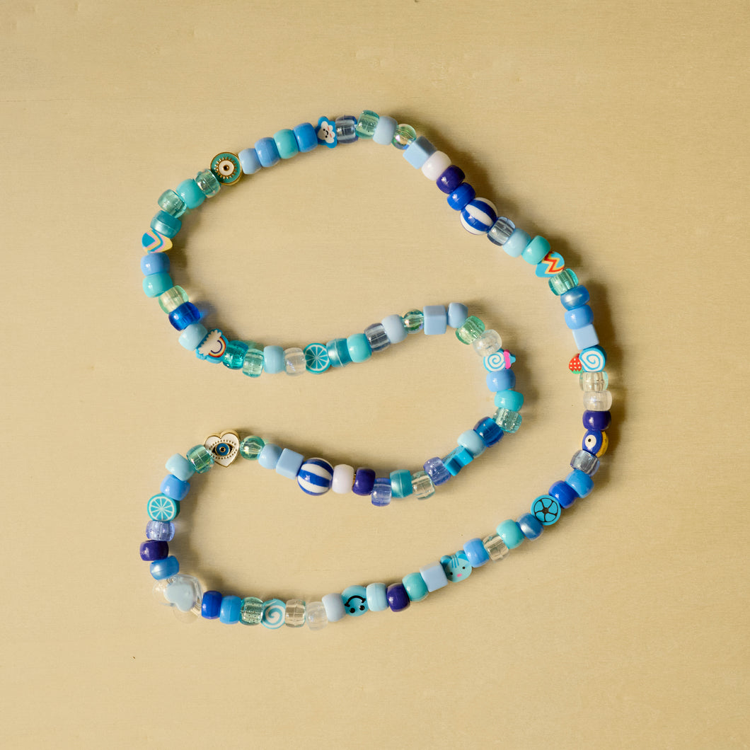 Blue Lover pony & polymer clay bead necklace