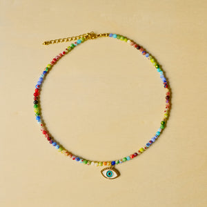 Millefiore Evil Eye beaded necklace