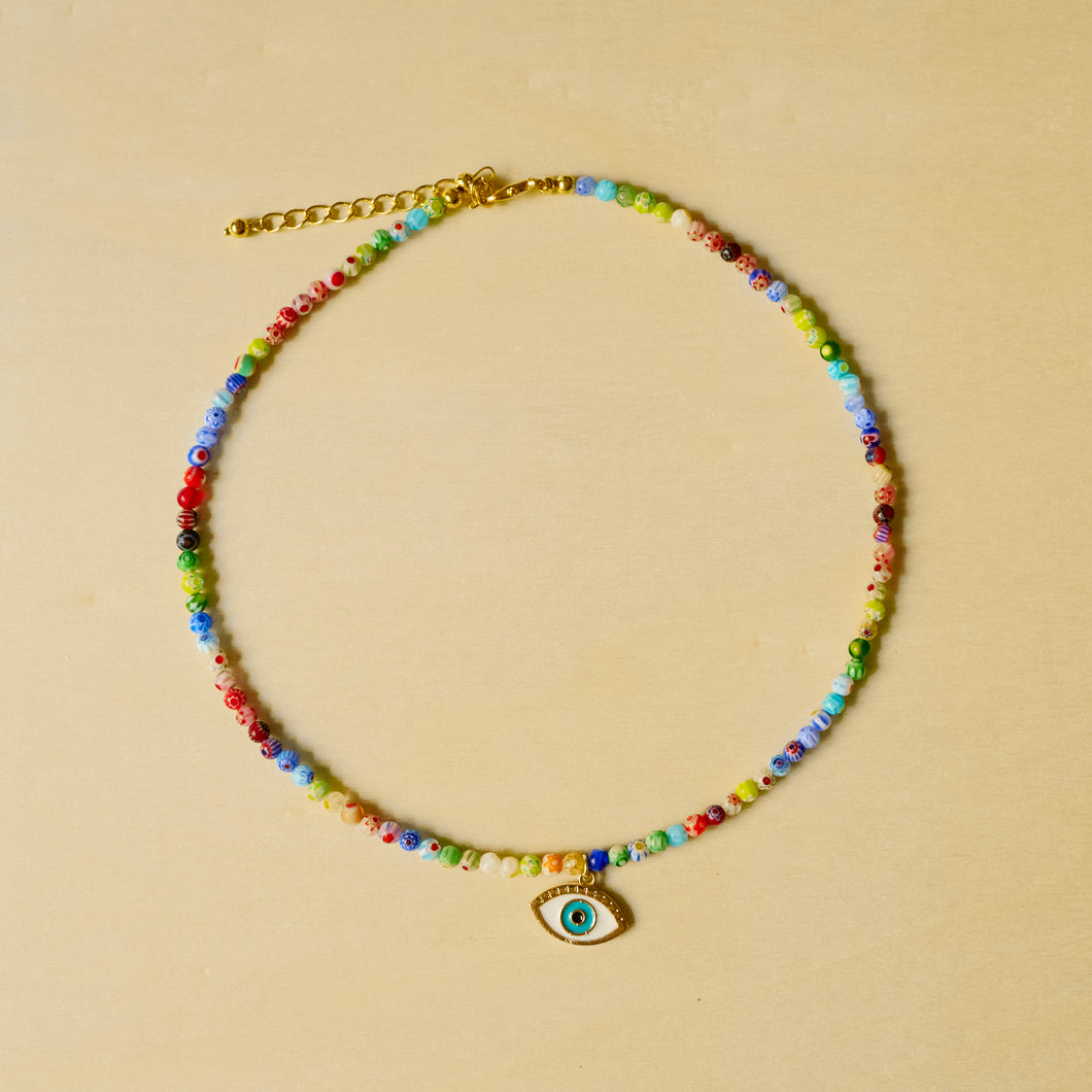 Millefiore Evil Eye beaded necklace