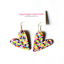 Load image into Gallery viewer, Galentines heart shaped dangles Rainbow
