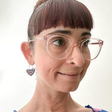 Load image into Gallery viewer, Mini heart wood hoop dangles #4
