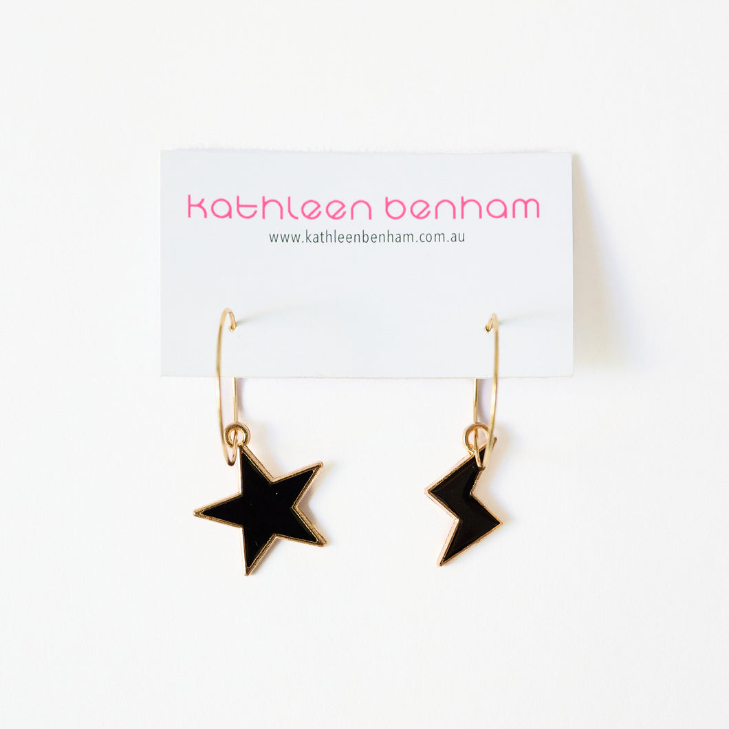 Star & Lightning Bolt Hoop Earrings