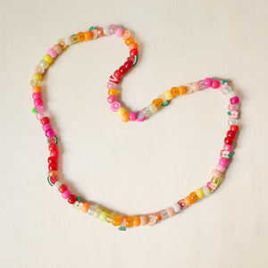 Fruit Frenzy Yellow, Orange, Pink & Red pony & polymer clay bead necklace
