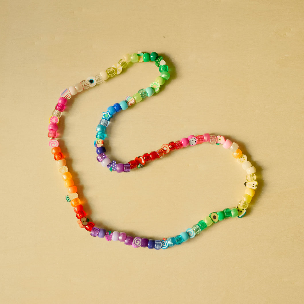 Rainbow Lover pony & polymer clay bead necklace