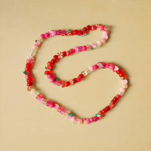 Berry lovely pony & polymer clay bead necklace