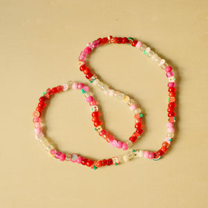 Berry sweet pony & polymer clay bead necklace
