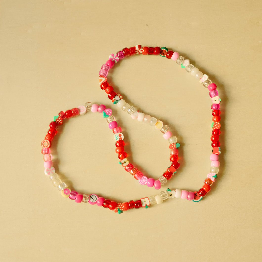 Berry sweet pony & polymer clay bead necklace