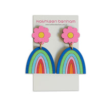 Load image into Gallery viewer, Melody flower &amp; rainbow dangles Pink/Yellow
