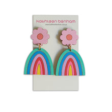 Load image into Gallery viewer, Melody flower &amp; rainbow dangles Pale pink
