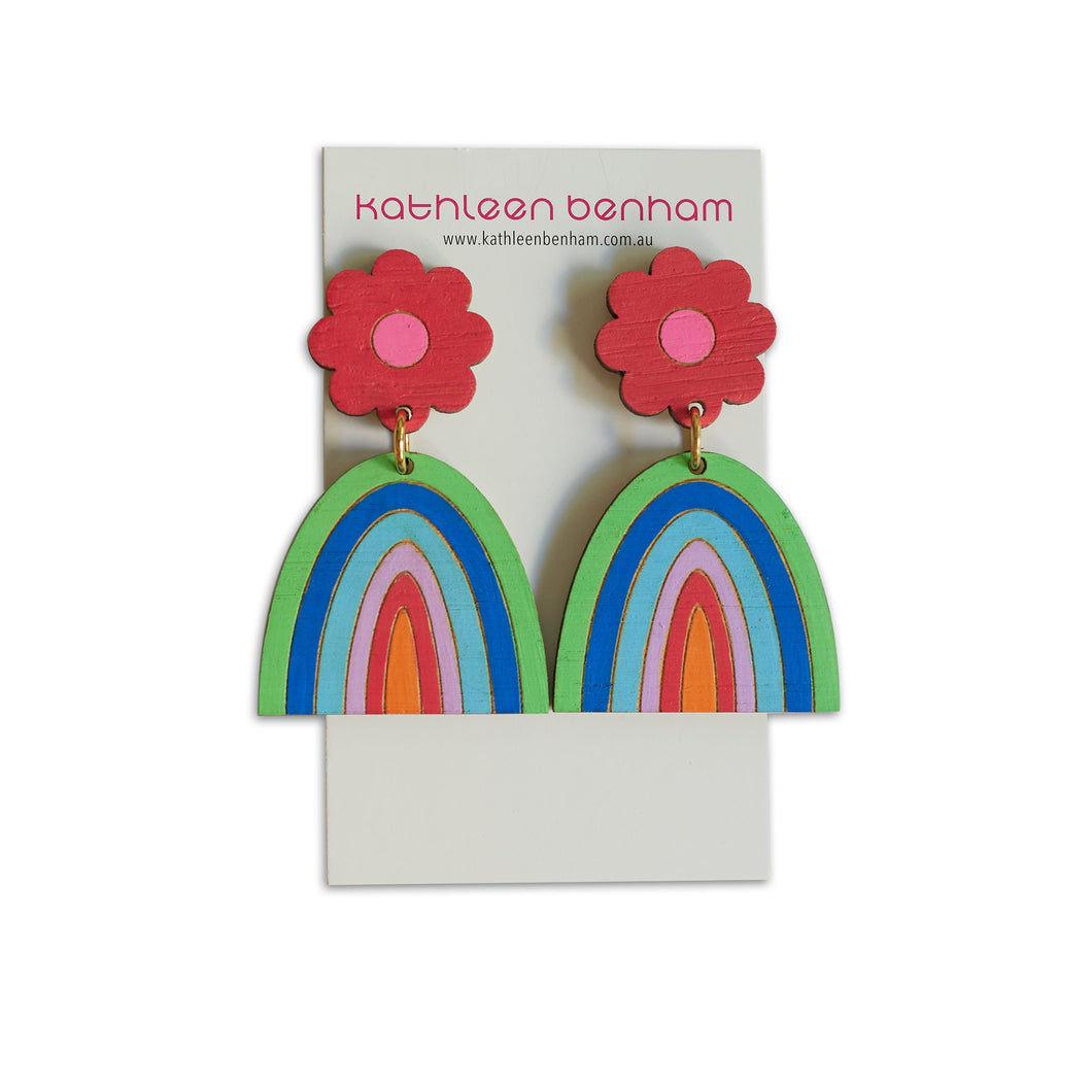 Melody flower & rainbow dangles Red/Pink