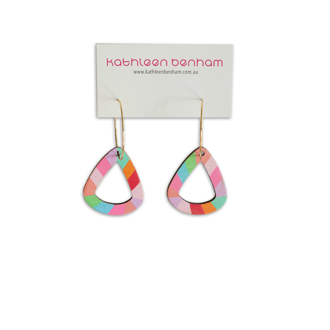 Tessa teardrop wood hoop dangles #1