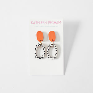Odette organic oval wood dangles Orange