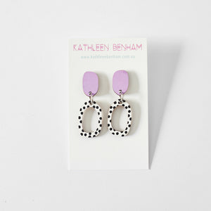 Odette organic oval wood dangles Lilac