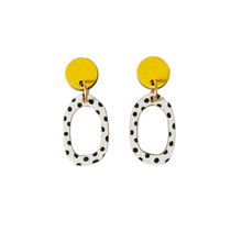Load image into Gallery viewer, Odette organic oval wood dangles Yellow
